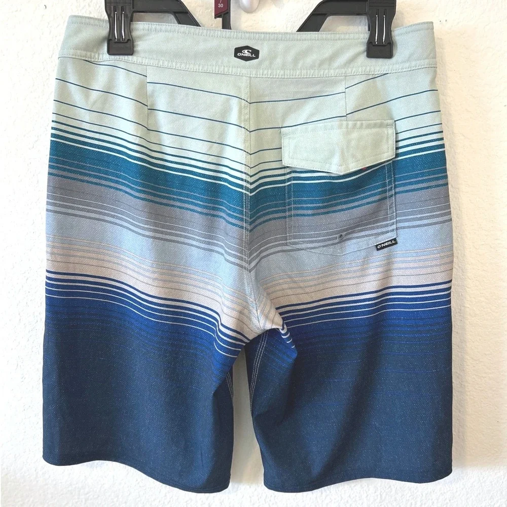 ONeill Surfer Blue Striped Board Shorts Swim Trunks Size 30‎ Gradient Surf